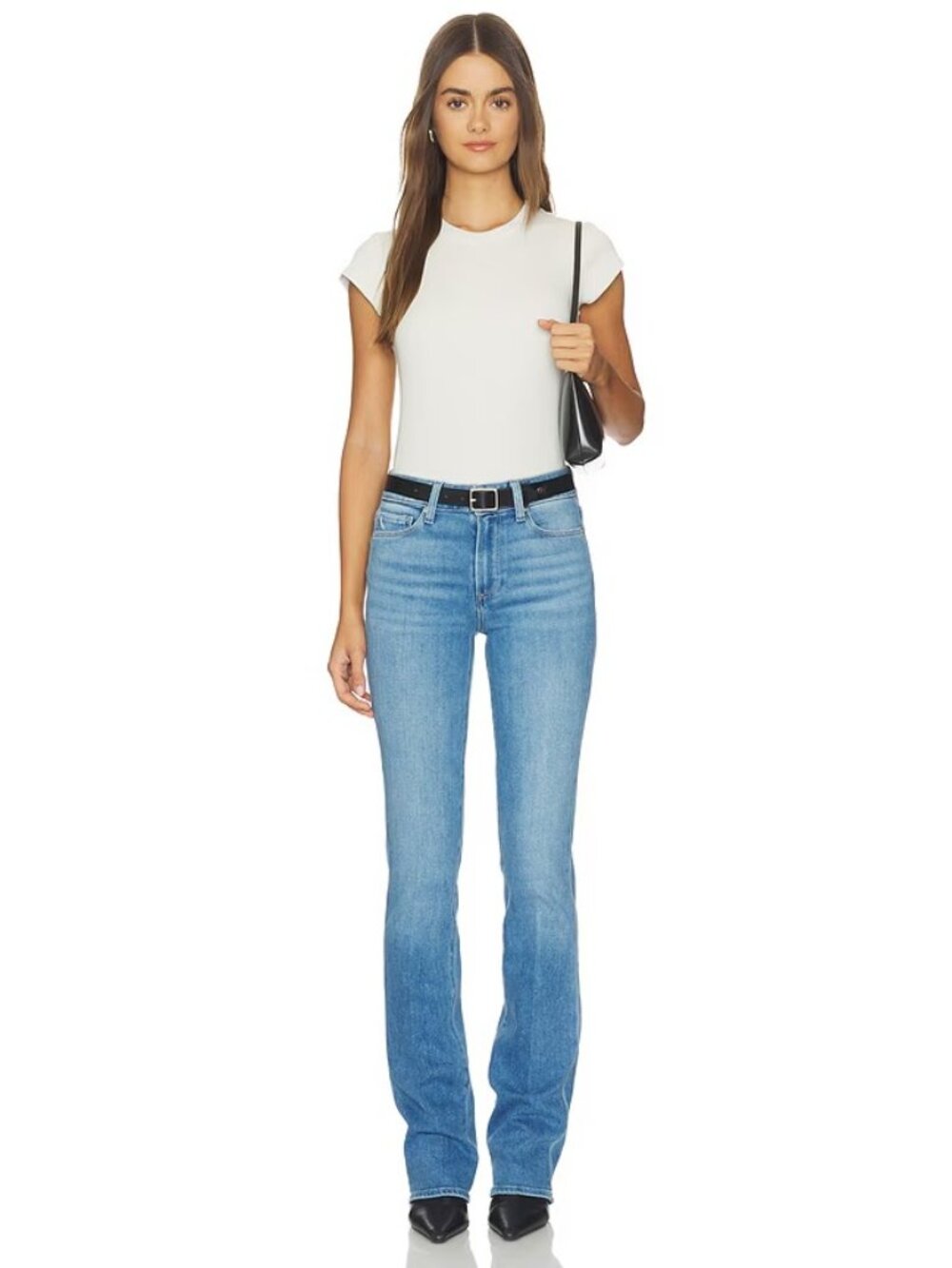Paige Manhattan Boot Cut Jeans Womens 26 Vino Vibes Medium Wash RAW hem XS S
